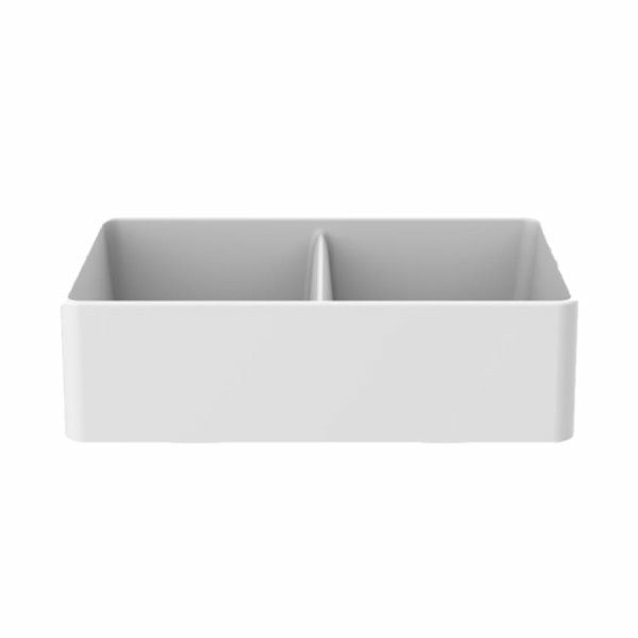 * American Imaginations 19-In X 33-In Transitional White Granite Composite Double Equal Bowl Drop-In Residential Kitchen Sink Clearance | Kitchen Sinks