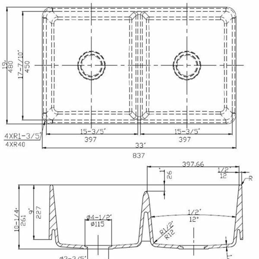 * American Imaginations 19-In X 33-In Transitional White Granite Composite Double Equal Bowl Drop-In Residential Kitchen Sink Clearance | Kitchen Sinks