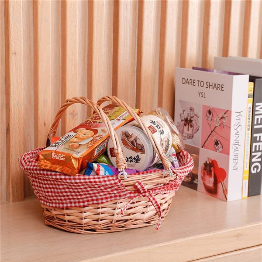 * Vintiquewise Oval Basket With 2 Handles And Fabric Liner Outlet Sale | Kitchenware