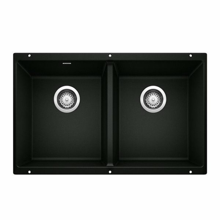 * Blanco Precis Undermount 29.75-In X 18.11-In Coal Black Double Equal Bowl Kitchen Sink Sale Online | Kitchen Sinks