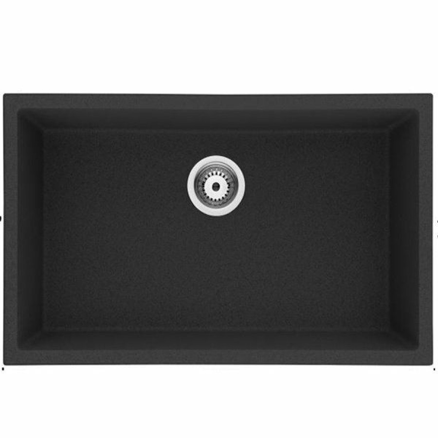 * American Imaginations 18-In X 30-In Transitional Black Granite Composite Single Bowl Drop-In Residential Kitchen Sink Exclusive | Kitchen Sinks