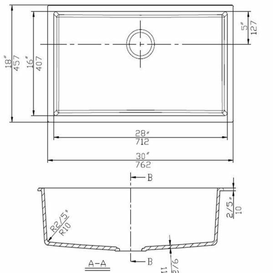 * American Imaginations 18-In X 30-In Transitional Black Granite Composite Single Bowl Drop-In Residential Kitchen Sink Exclusive | Kitchen Sinks