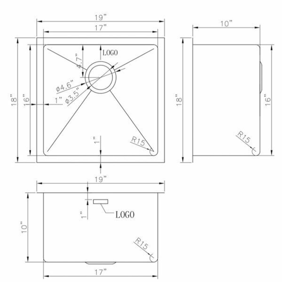 * Fire Sale American Imaginations Undermount Single Sink 19 X 18 Stainless Steel | Kitchen Sinks