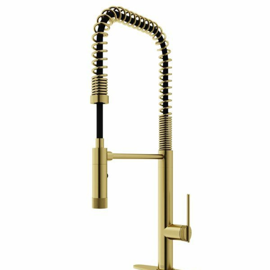 * Vigo Sterling Brushed-Gold Single-Handle Kitchen Faucet With Deck Plate Exclusive | Kitchen Faucets