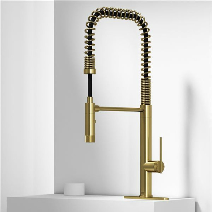 * Vigo Sterling Brushed-Gold Single-Handle Kitchen Faucet With Deck Plate Exclusive | Kitchen Faucets