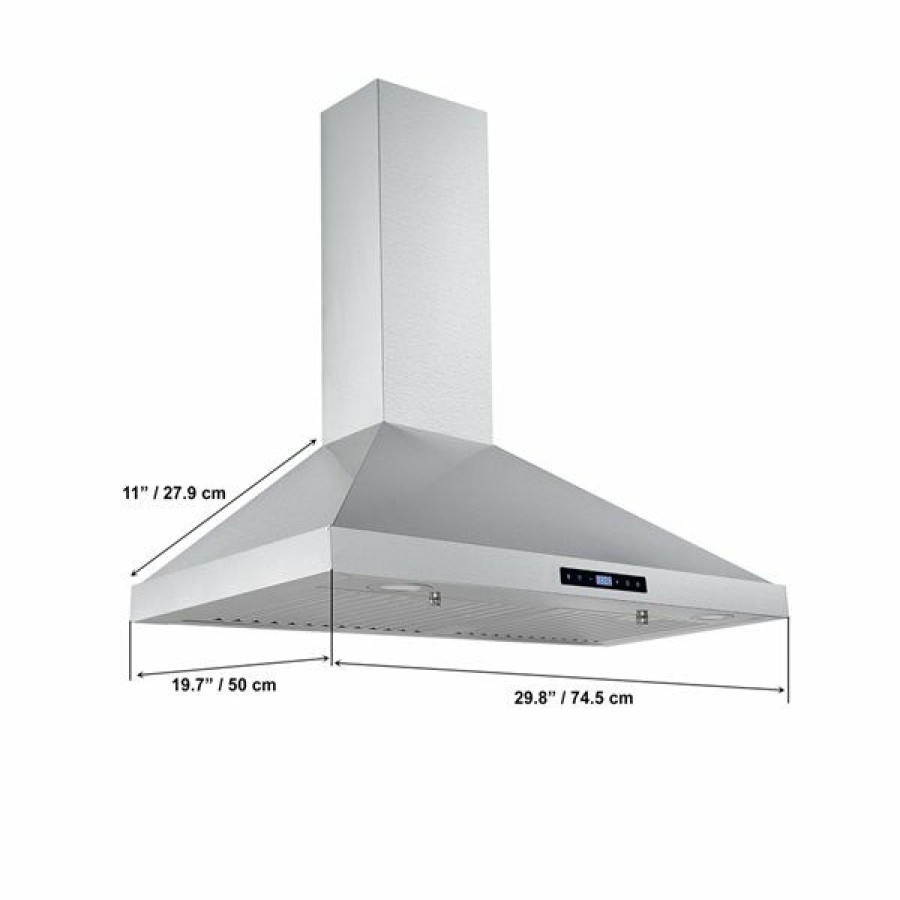 * Aria 30-In Convertible Stainless Steel Wall Mounted Range Hood With Charcoal Filter Included Clearance | Range Hoods