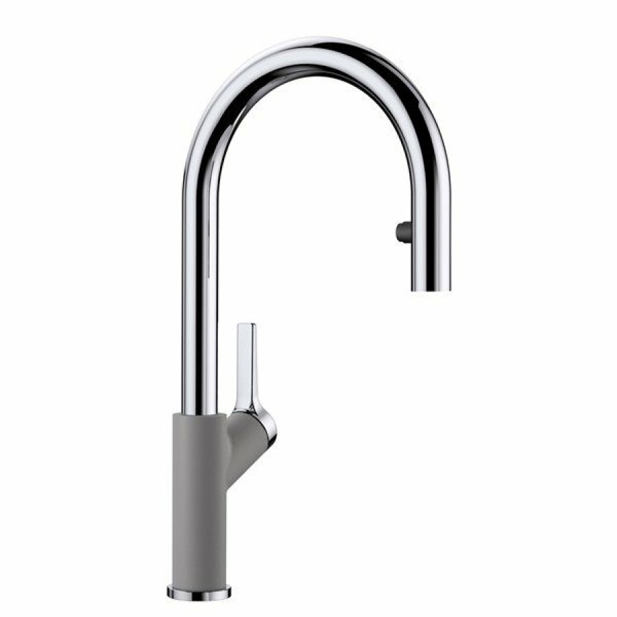 * Bestsellers Blanco Urbena Chrome/Metallic Gray 1-Handle Deck Mount Pull-Down Handle/Lever Residential Kitchen Faucet | Kitchen Faucets