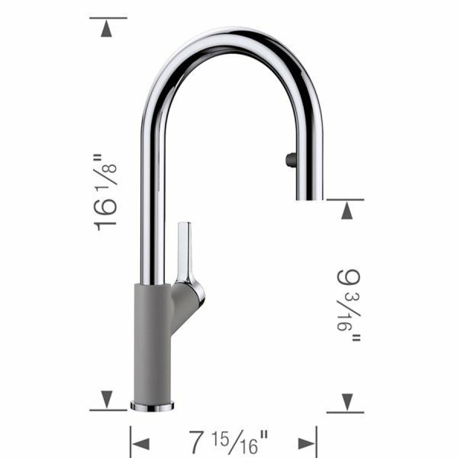 * Bestsellers Blanco Urbena Chrome/Metallic Gray 1-Handle Deck Mount Pull-Down Handle/Lever Residential Kitchen Faucet | Kitchen Faucets