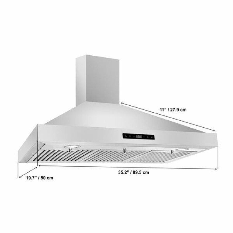 * Aria 36-In Convertible Stainless Steel Wall Mounted Range Hood With Charcoal Filter Online | Range Hoods