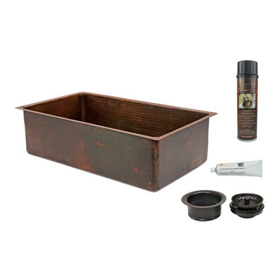 * New Arrivals Premier Copper Products 33-In Copper Single Basin Sink With Drain | Kitchen Sinks