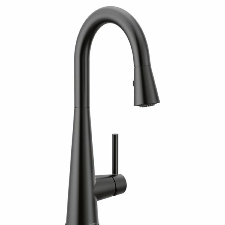 * Moen Sleek 1-Handle Deck Mount Pull-Down Handle/Lever Residential Kitchen Faucet In Matte Black Online | Kitchen Faucets