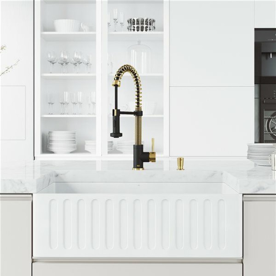 * Vigo Matte Stone All-In-One Kit Kitchen Sink, 39-In X 14-In, Matte White Exclusive | Kitchen Sinks