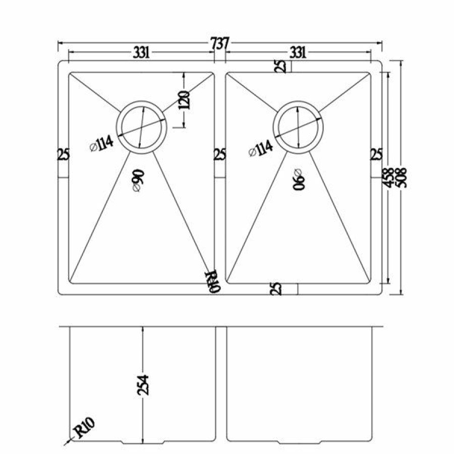 * American Imaginations 20-In X 29-In Stylish Nickel Double Equal Bowl Drop-In Residential Kitchen Sink Online | Kitchen Sinks