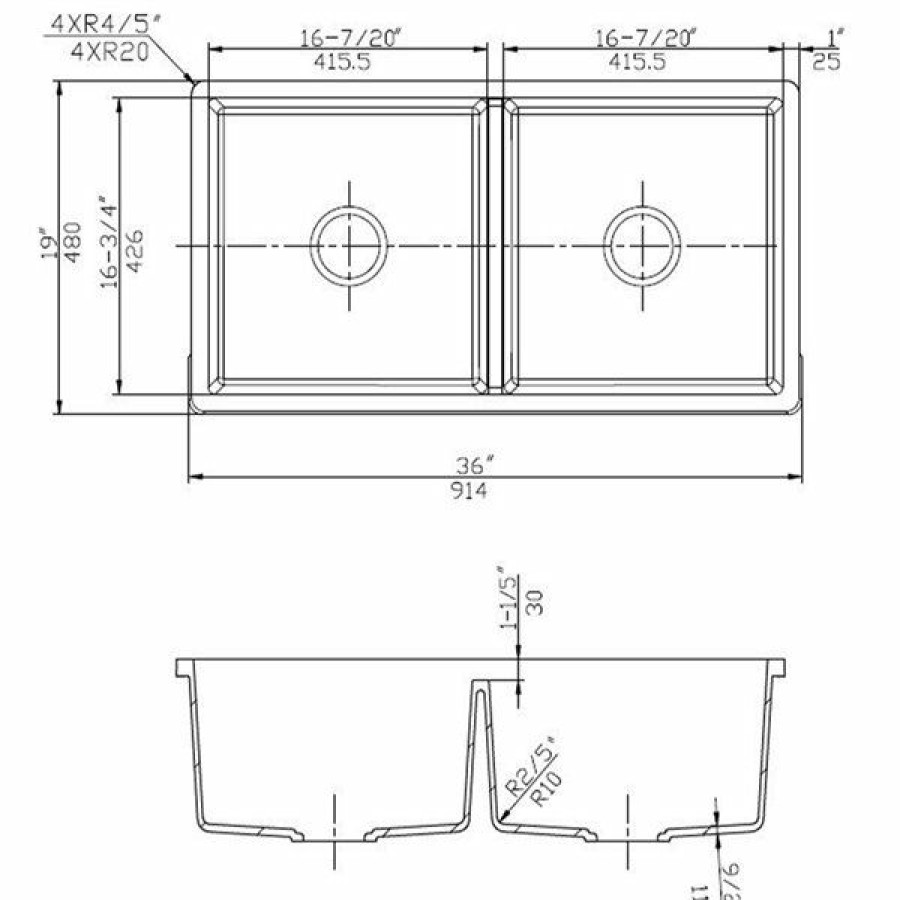 * Shop American Imaginations 19-In X 36-In Sleek Black Granite Composite Double Equal Bowl Drop-In Residential Kitchen Sink | Kitchen Sinks