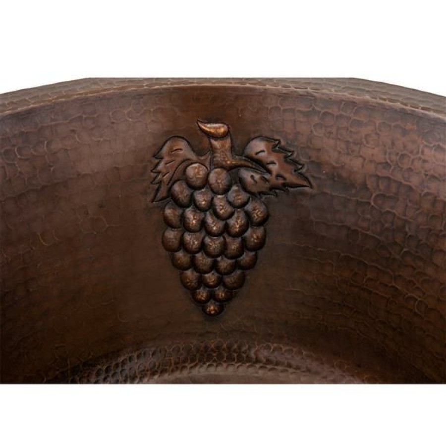 * Reliable Quality Premier Copper Products 16-In Copper Grapes Round Bar Sink | Kitchen Sinks