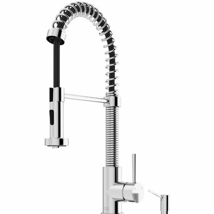 * Vigo Edison Chrome 1-Handle Deck Mount Pull-Down Handle/Lever Kitchen Faucet Exactly Discount | Kitchen Faucets