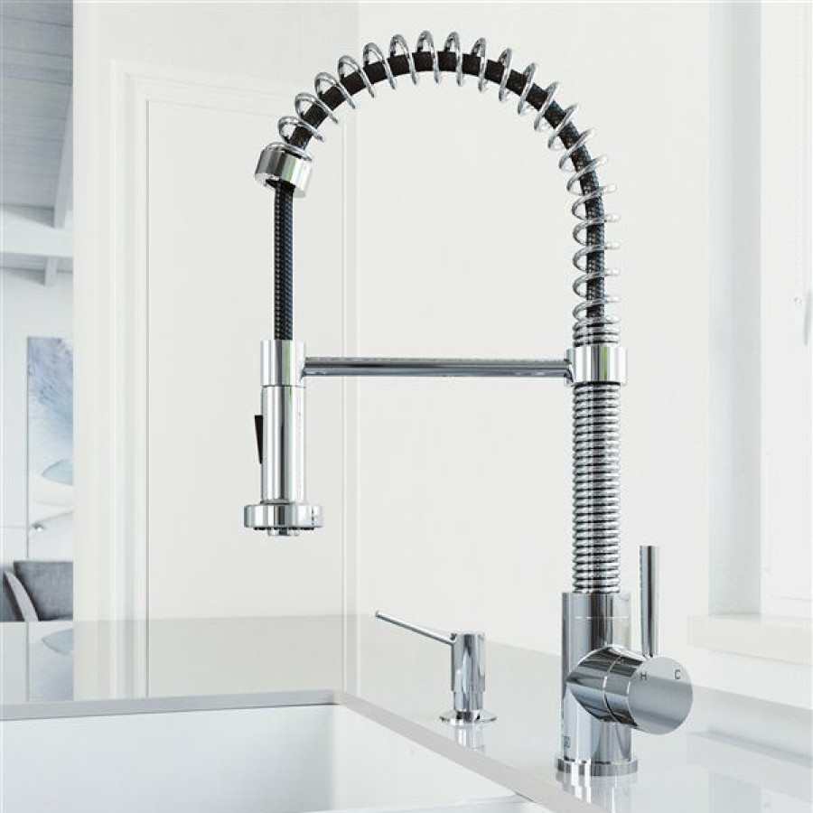 * Vigo Edison Chrome 1-Handle Deck Mount Pull-Down Handle/Lever Kitchen Faucet Exactly Discount | Kitchen Faucets