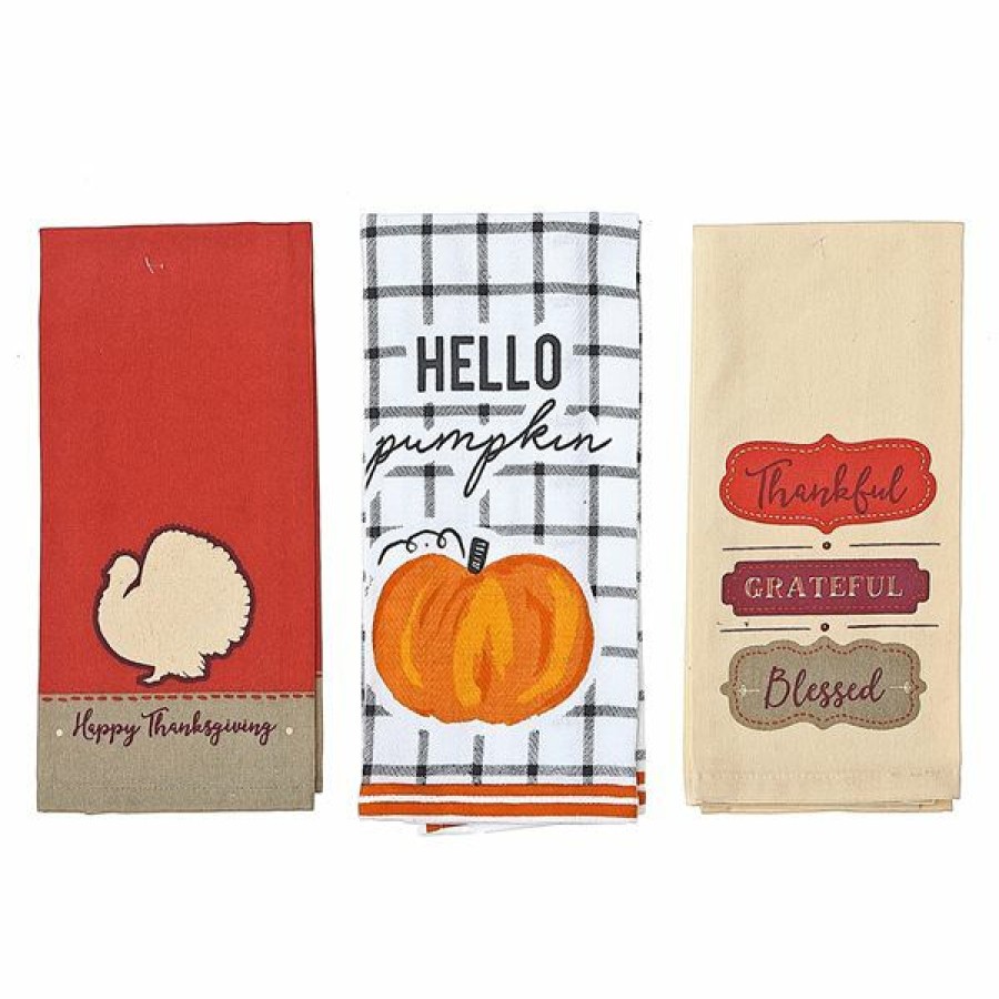 * Ih Casa Decor Kitchen Towels With Text Set Of 3 Classical | Kitchenware