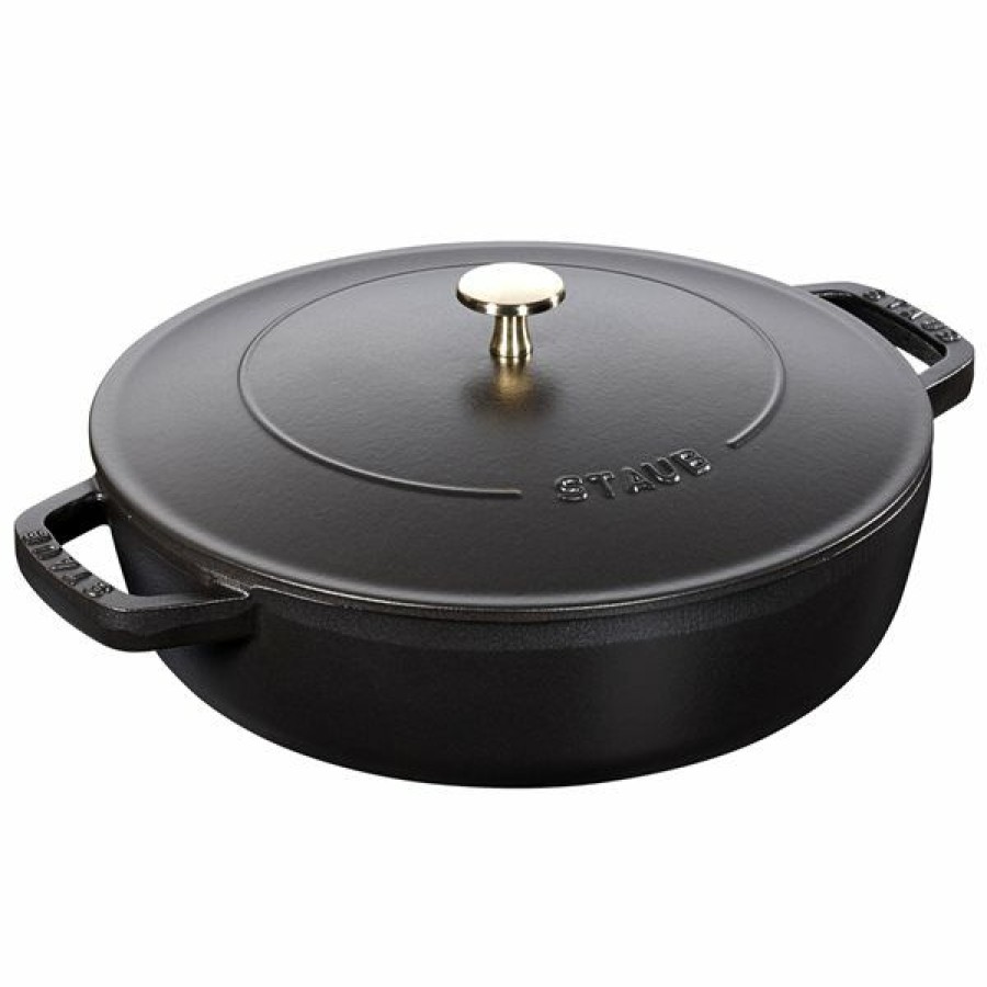 * Top Sell Staub Braisers 11-In Black Cast Iron Saute Pan With Lid | Kitchenware