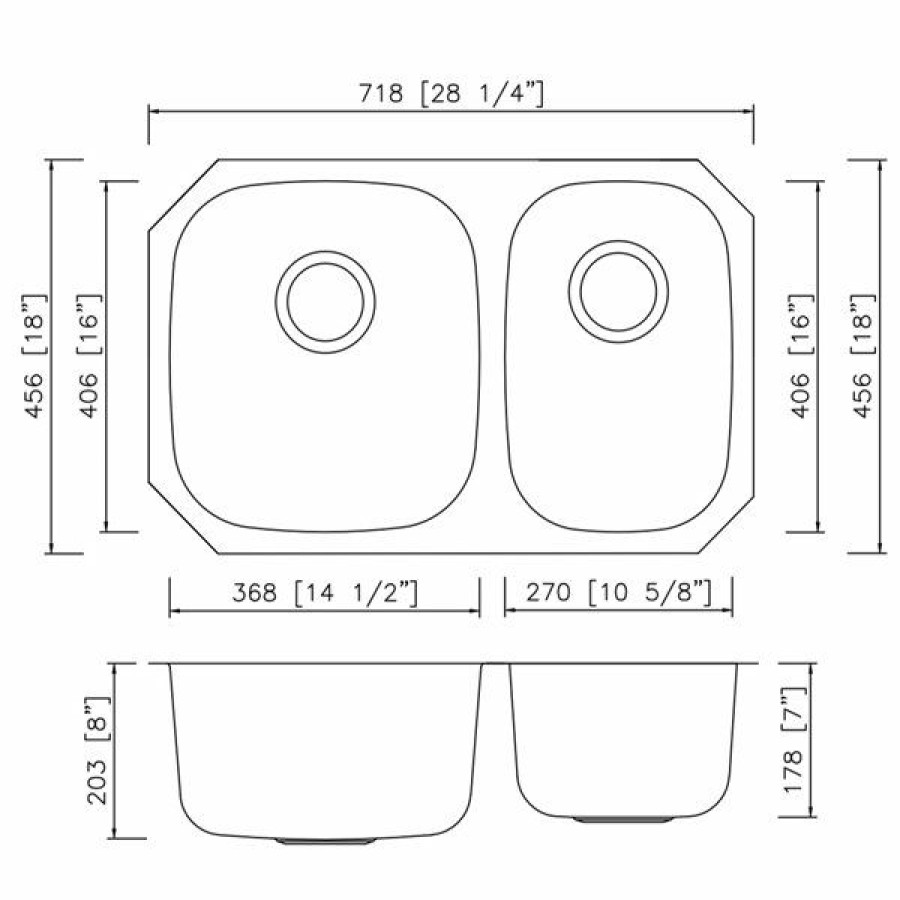 * Special American Imaginations Undermount Double Sink 28.25 X 18 Stainless Steel | Kitchen Sinks