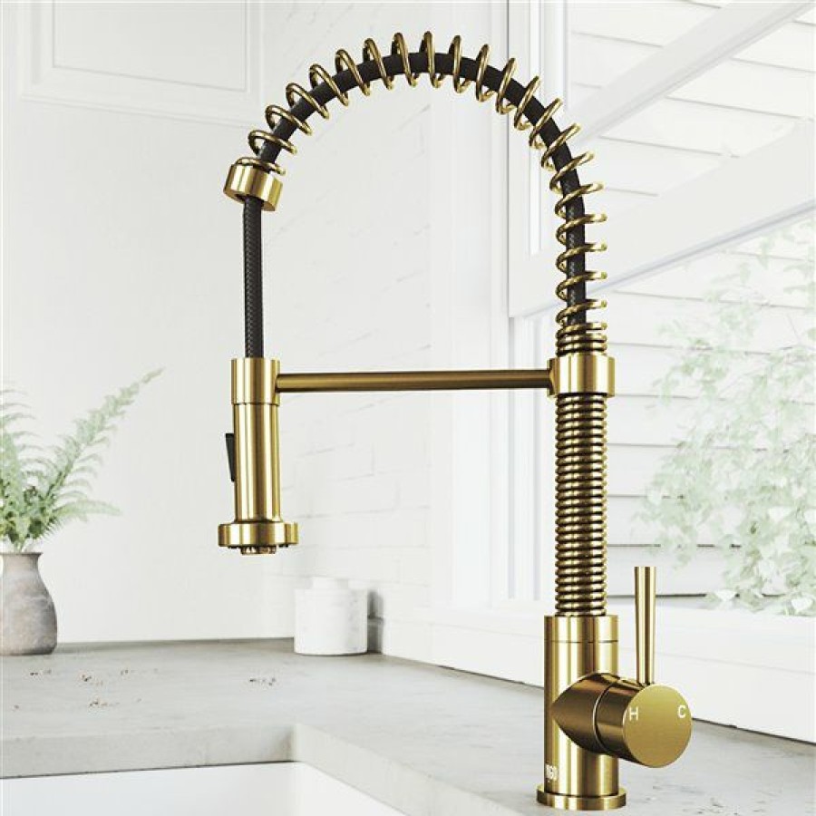 * Vigo Edison Pull-Down Spray Kitchen Faucet (In Matte Brushed Gold) Sale Online | Kitchen Faucets