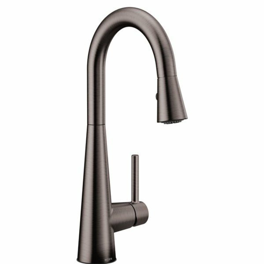 * Moen Sleek Black/Stainless Steel 1-Handle Deck Mount Pull-Down Handle/Lever Residential Kitchen Faucet Cheap | Kitchen Faucets