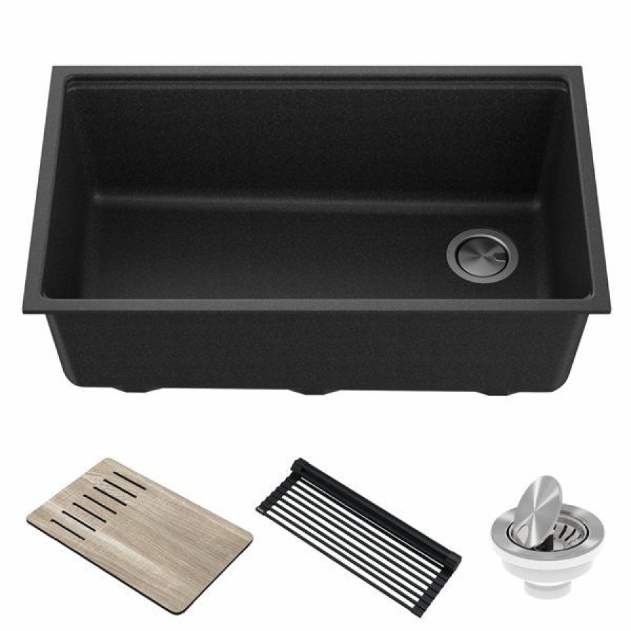 * Special Kraus Undermount Granite Sink With Accessories 33-In Metallic Black | Kitchen Sinks