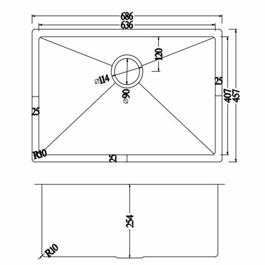 * American Imaginations 18-In X 27-In Trim Brushed Nickel Single Bowl Drop-In Residential Kitchen Sink Outlet Sale | Kitchen Sinks