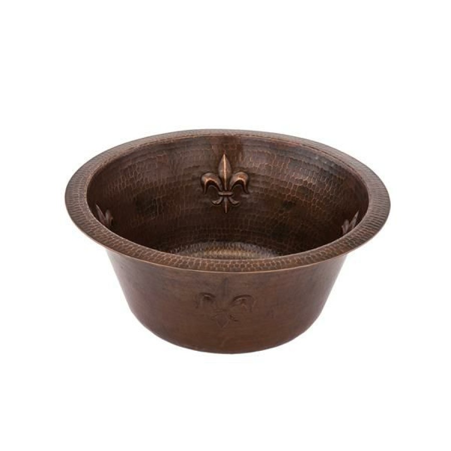 * Cheap Premier Copper Products 16-In Copper Fleur De Lis Sink | Kitchen Sinks