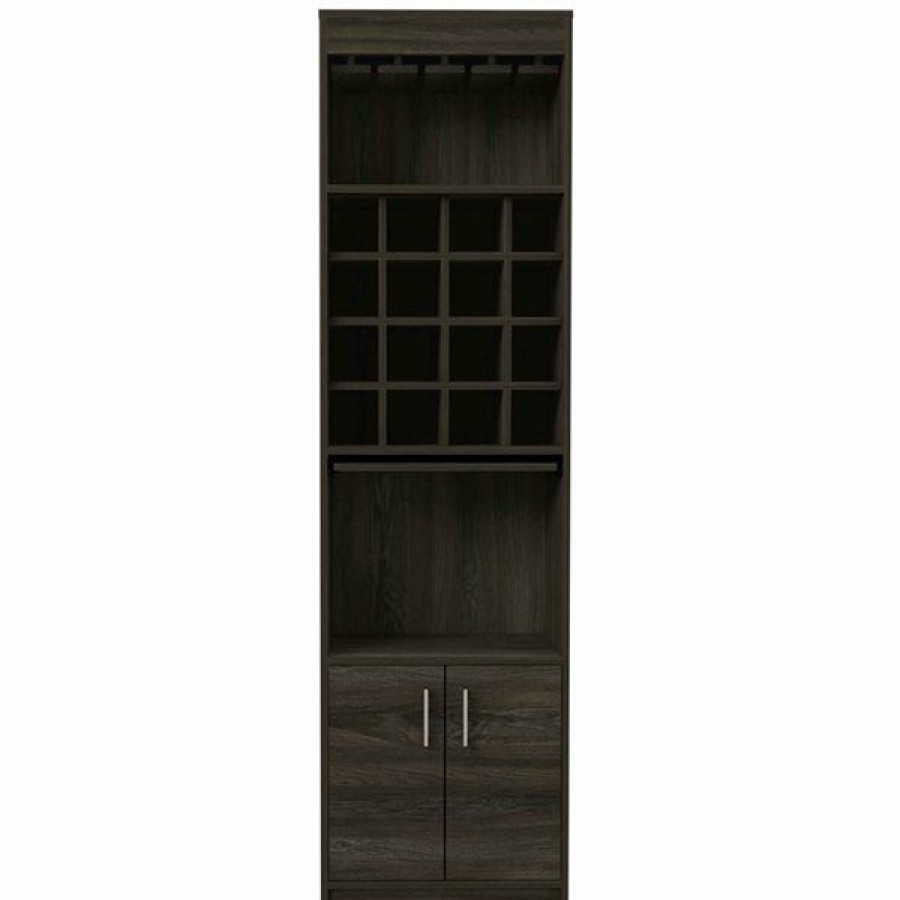 * Large Choice Fm Furniture Illinois Carbon Espresso Composite Bar Cabinet | Wine Storage