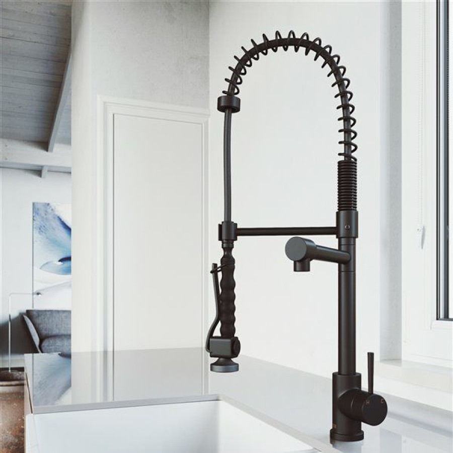 * Vigo Zurich Pull-Down Spray Kitchen Faucet In Matte Black Exclusive | Kitchen Faucets