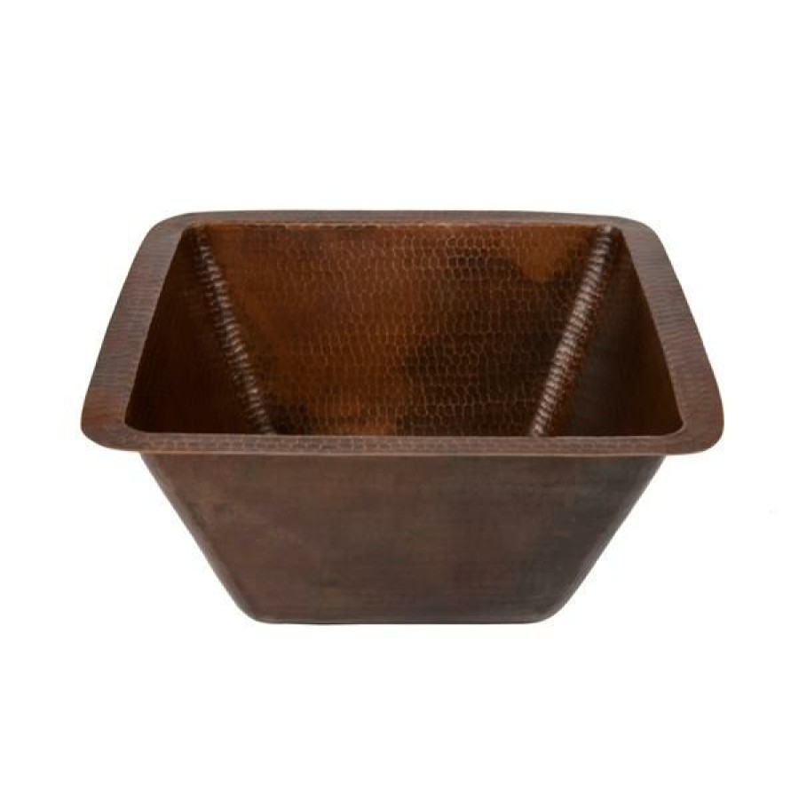 * Exclusive Design Premier Copper Products 15-In Copper Square Sink | Kitchen Sinks