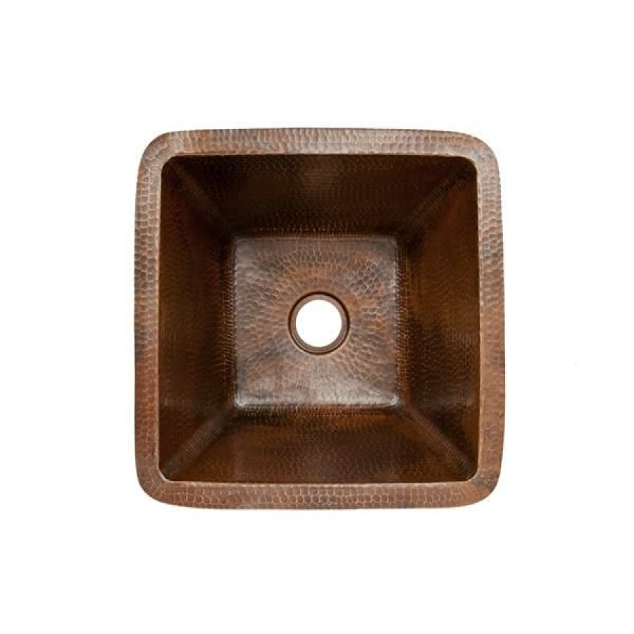 * Exclusive Design Premier Copper Products 15-In Copper Square Sink | Kitchen Sinks