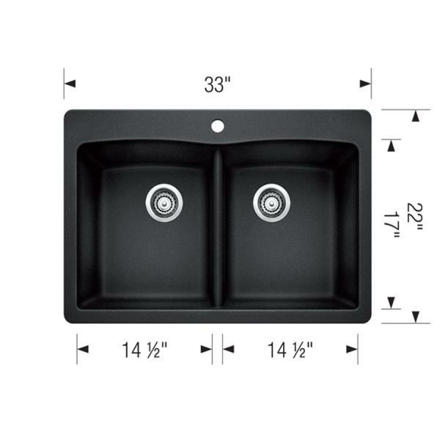 * Bestsellers Diamond Double Bowl Drop-In Sink Cinder 33-In | Kitchen Sinks