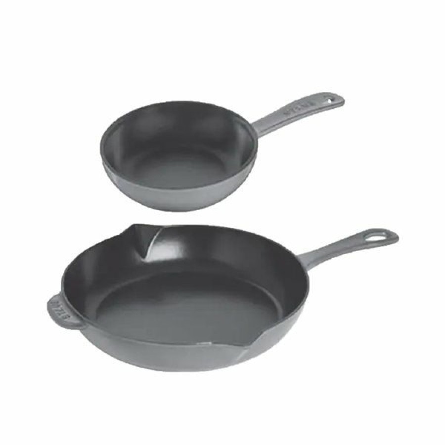 * Staub Pans Graphite Grey Cast Iron Fry Pan Set 2-Piece Cheap | Kitchenware