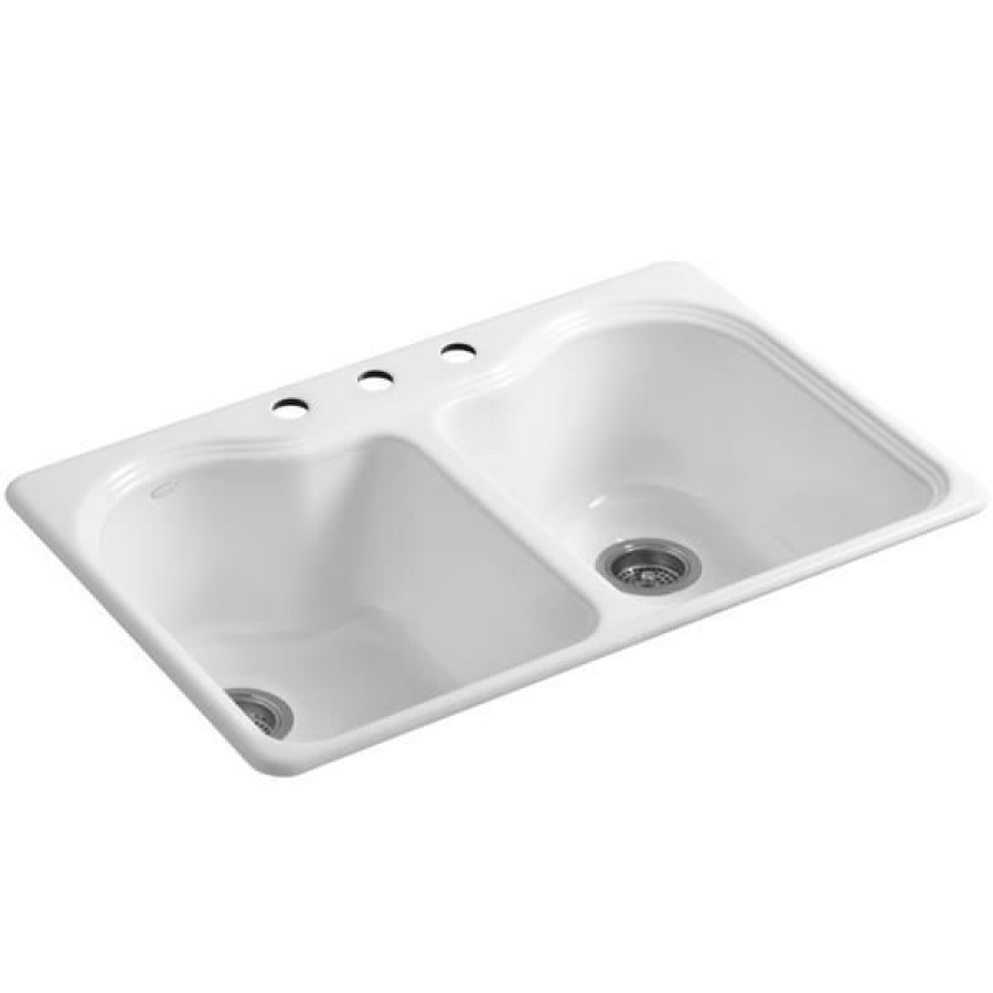 * Kohler Hartland Drop-In Double Kitchen Sink 33-In White Hot Selling | Kitchen Sinks