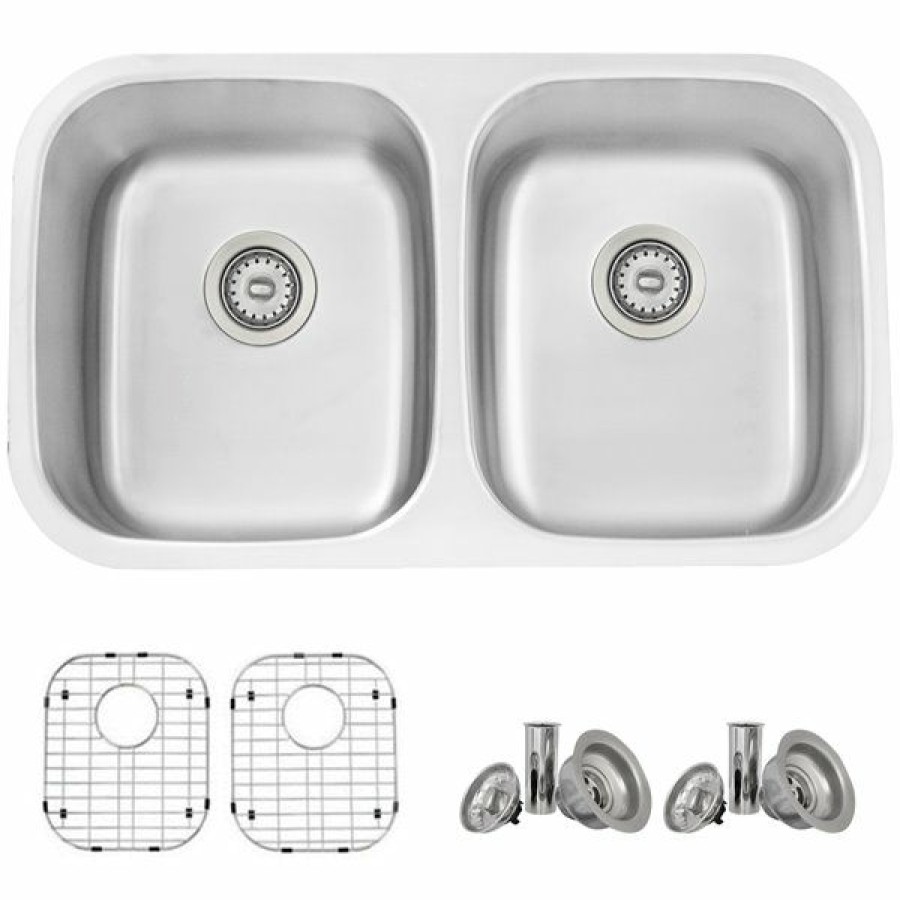 * Stylish 32-In Dual Mount Double Bowl Stainless Steel Kitchen Sink Clearance | Kitchen Sinks