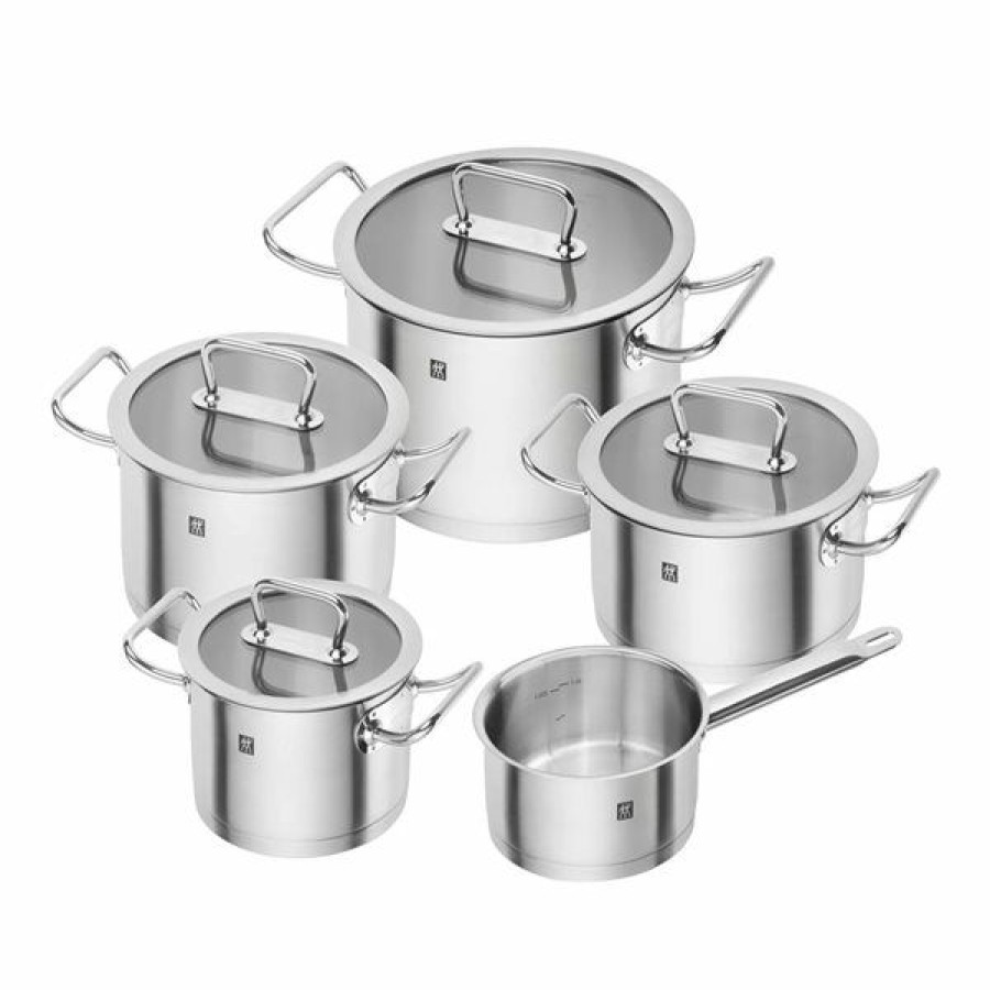 * Zwilling Pro Silver Stainless Steel Cookware Set With Lids 5-Piece Flash Sale | Kitchenware