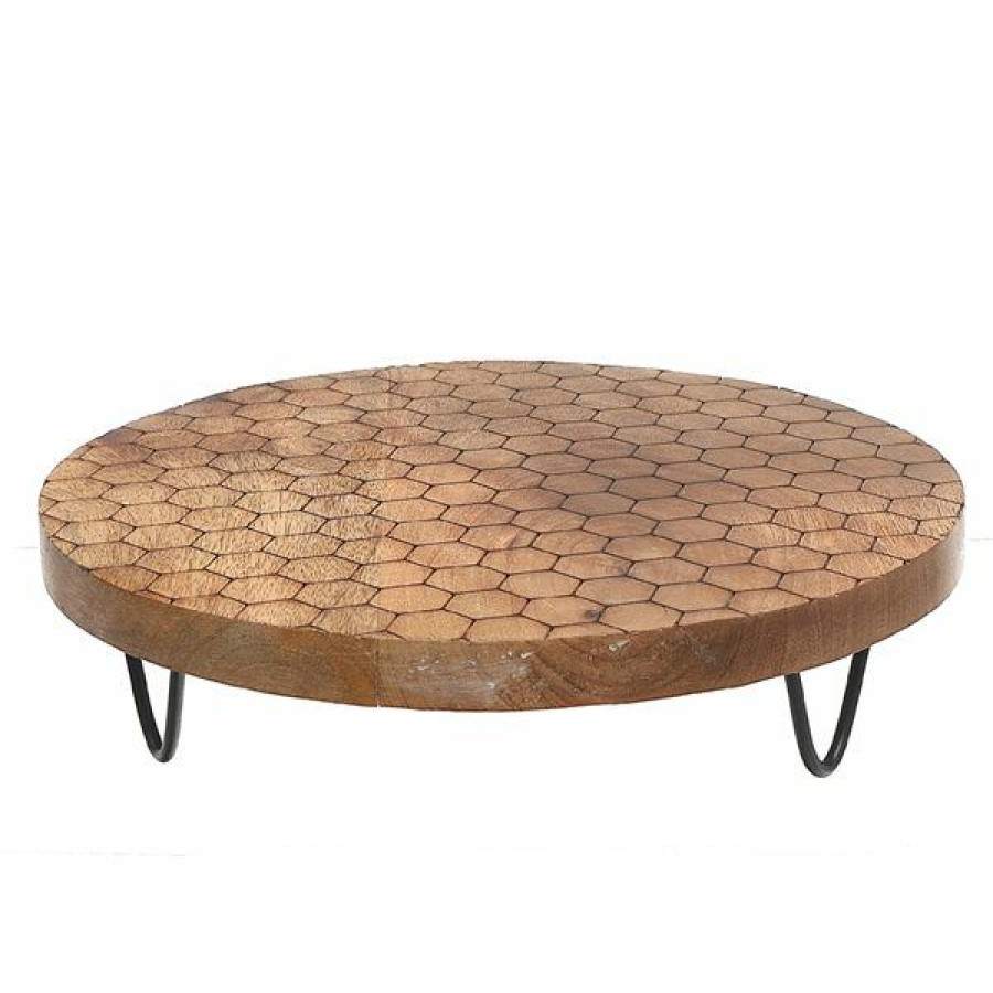 * Ih Casa Decor 10-In Mango Wood Honeycomb Round Cake Stand Online | Kitchenware