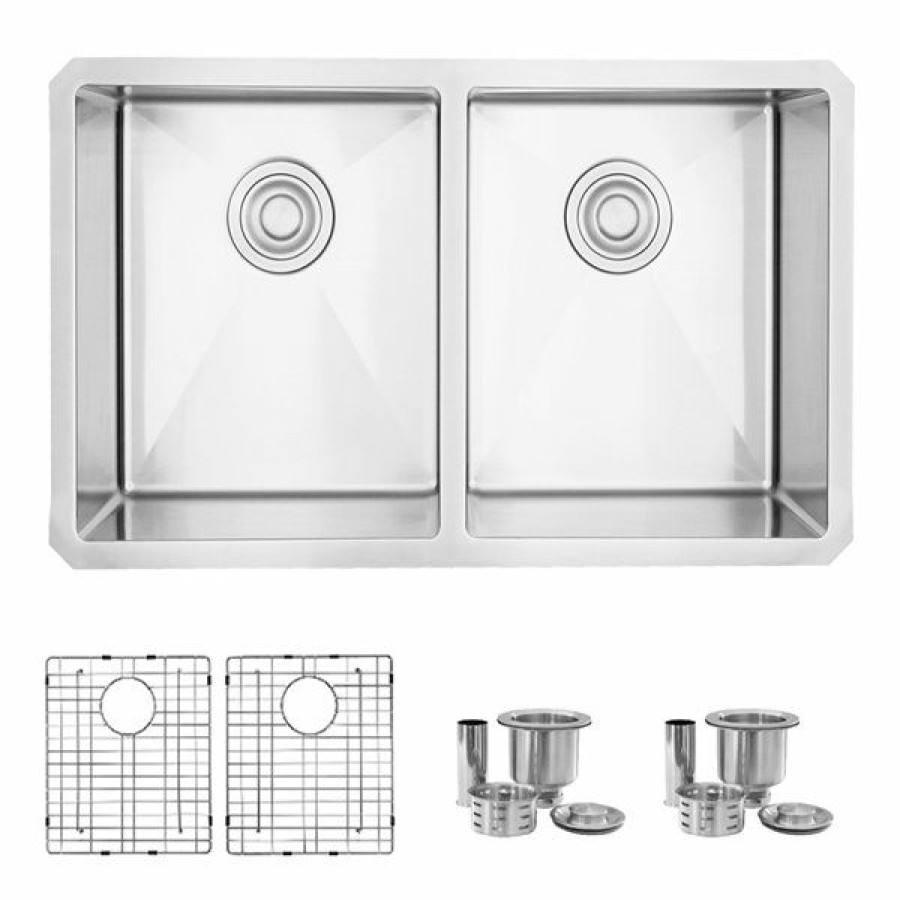 * Stylish 30-In Double Bowl Undermount Stainless Steel Kitchen Sink Flash Sale | Kitchen Sinks