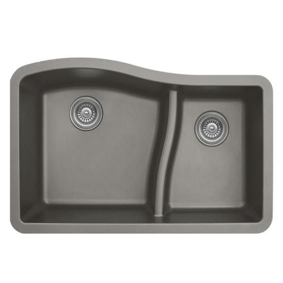 * Exclusive Design Karran Double Kitchen Sink Concrete Quartz 32-In | Kitchen Sinks