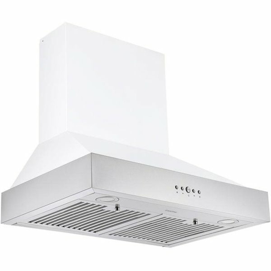 * Ancona Pro 30-In Ducted White And Stainless Steel Wall-Mounted Range Hood Discount | Range Hoods