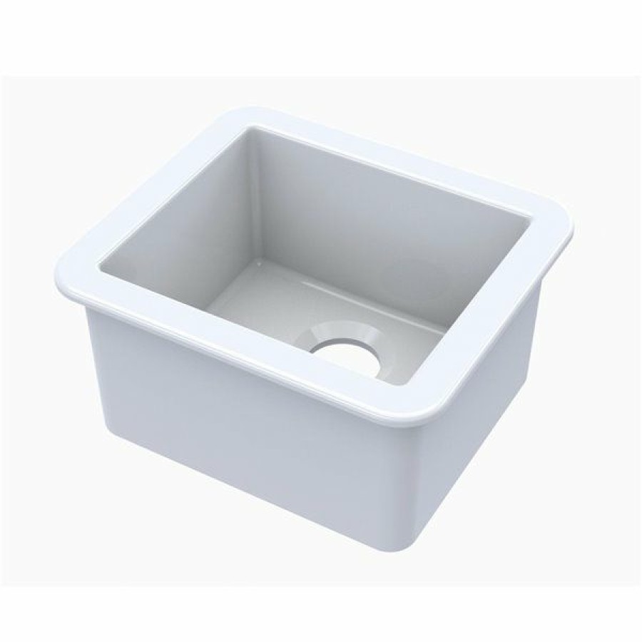 * American Fireclay Hollywood Drop-In/Undermount Kitchen Sink Single Bowl 18-In X 16-In White Fireclay Clearance | Kitchen Sinks