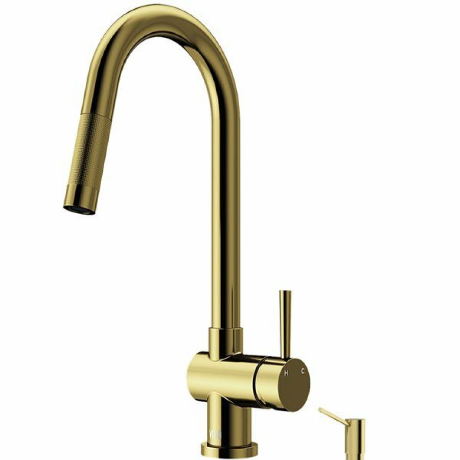 * Vigo Gramercy Matte Brushed Gold 1-Handle Deck Mount Pull-Down Handle/Lever Kitchen Faucet Classical | Kitchen Faucets