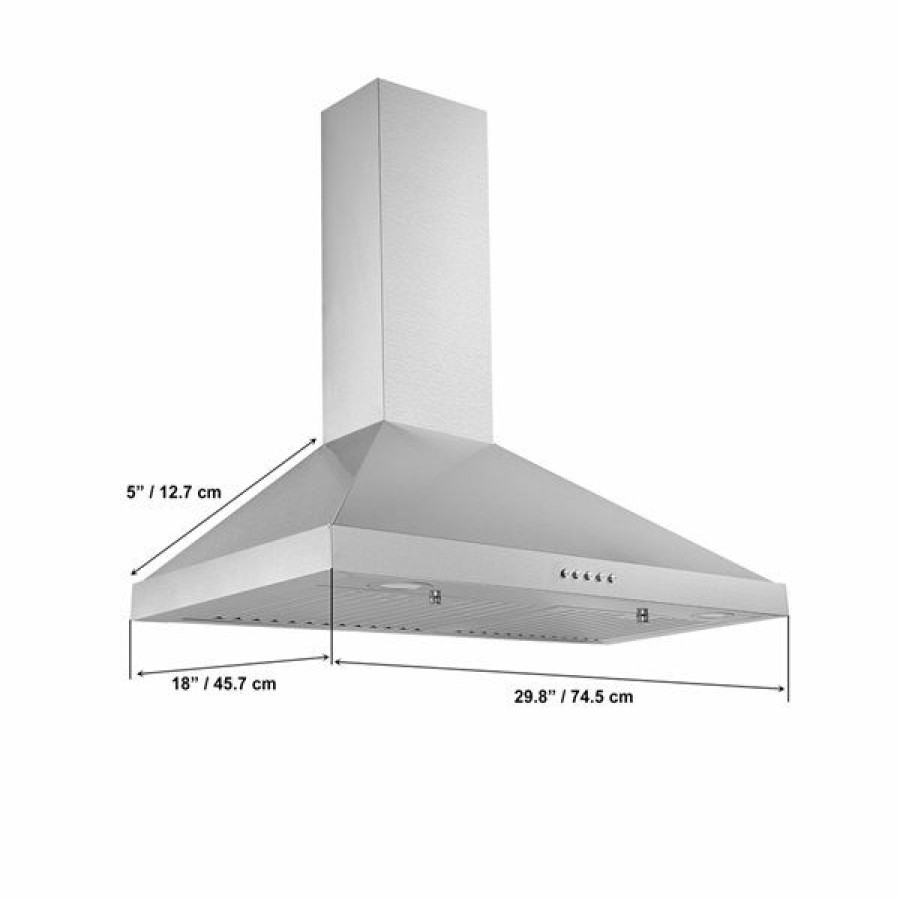 * Aria 30-In Convertible Wall Mounted Range Hood In Stainless Steel With Charcoal Filter Less Expensive | Range Hoods