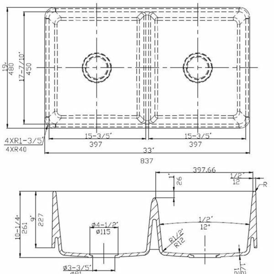 * Gift Selection American Imaginations 19-In X 33-In Trendy White Granite Composite Double Equal Bowl Drop-In Residential Kitchen Sink | Kitchen Sinks