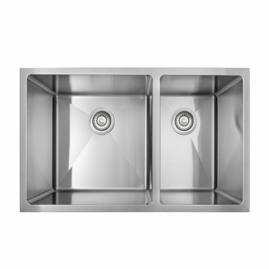 * Presenza Undermount 19-In X 32-In Stainless Steel Double Offset Basin Kitchen Sink Cheap | Kitchen Sinks