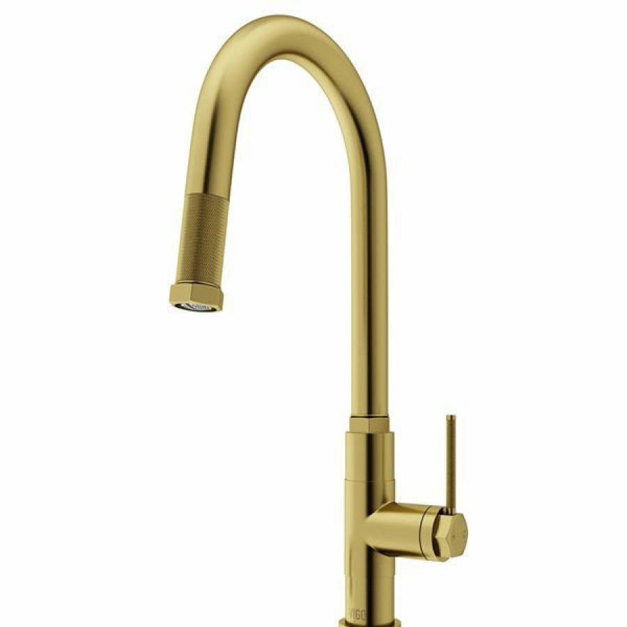 * Vigo Hart Brushed-Gold Arched Single-Handle Kitchen Faucet Online Sale | Kitchen Faucets