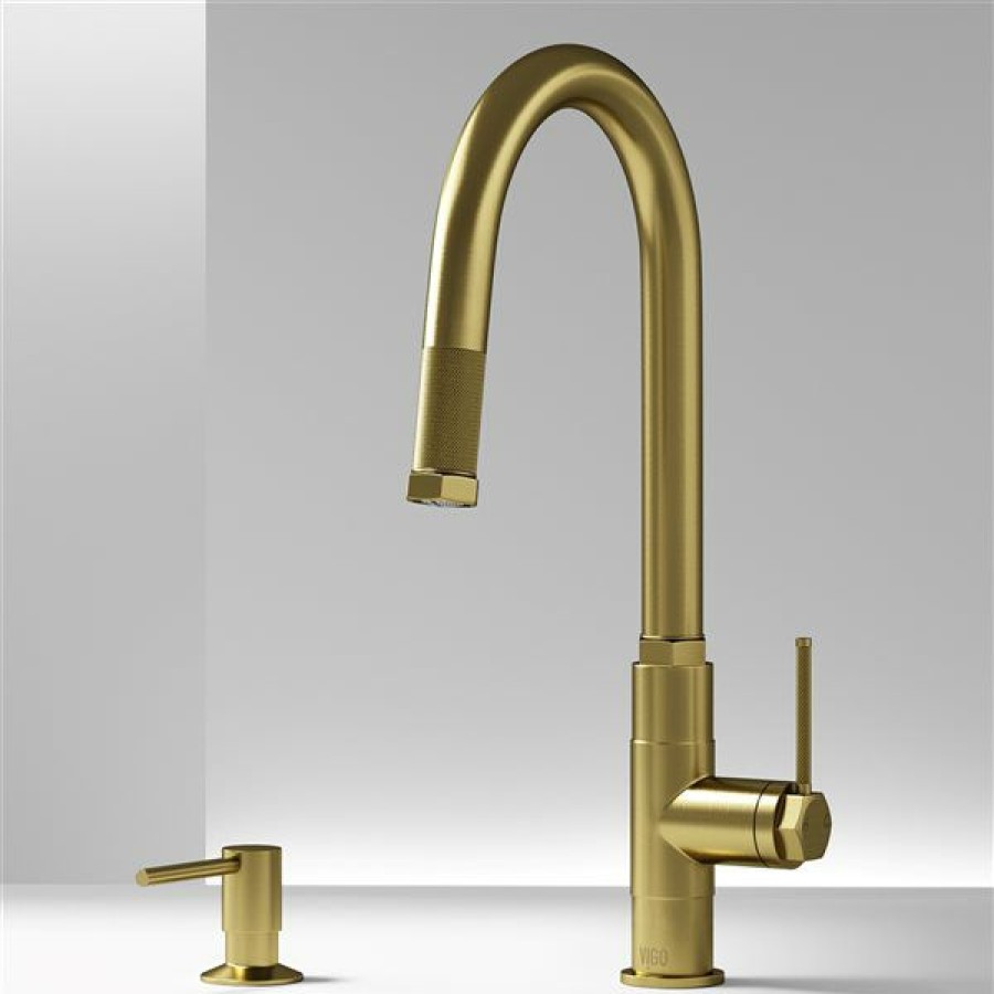 * Vigo Hart Brushed-Gold Arched Single-Handle Kitchen Faucet Online Sale | Kitchen Faucets