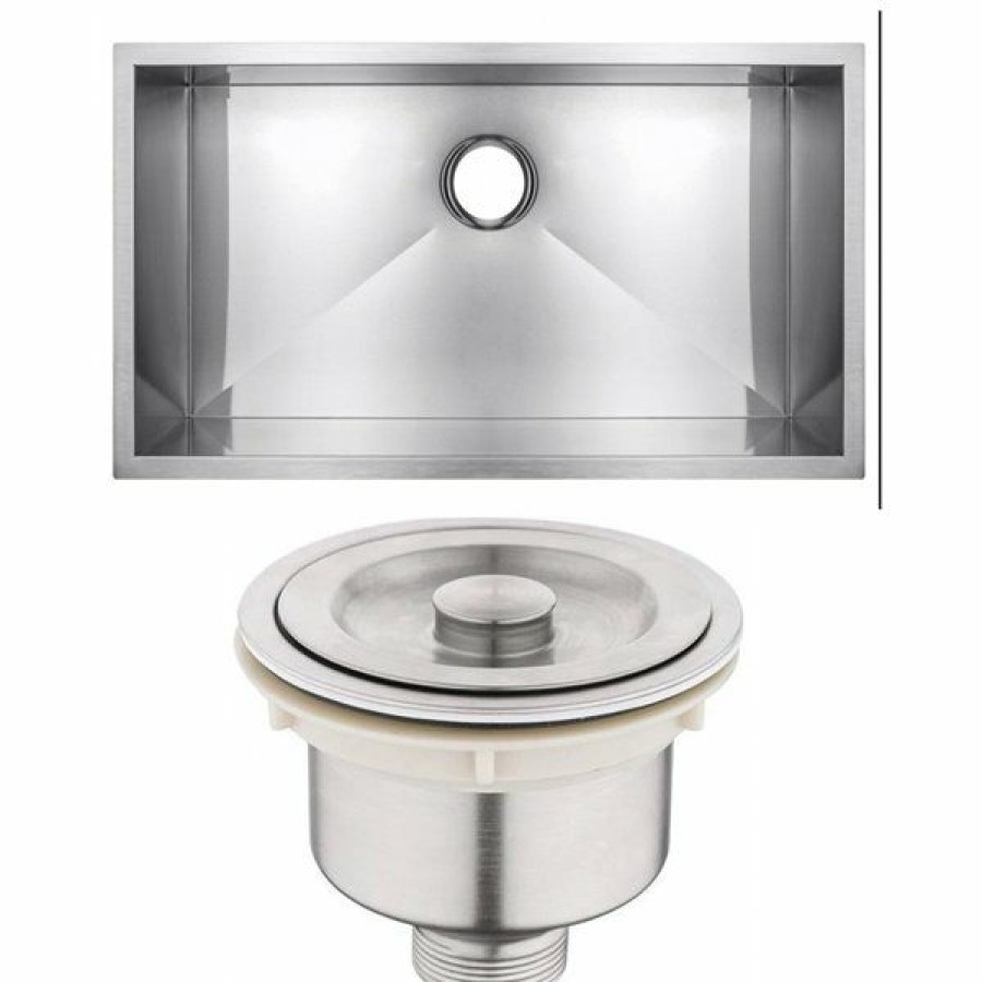 * American Imaginations 18-In X 27-In Chic Brushed Nickel Single Bowl Drop-In Residential Kitchen Sink Discounts | Kitchen Sinks